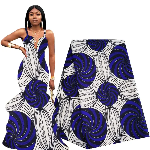 Blue and White Circular Fabric