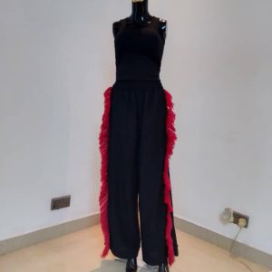 Black and red Fringe Pants