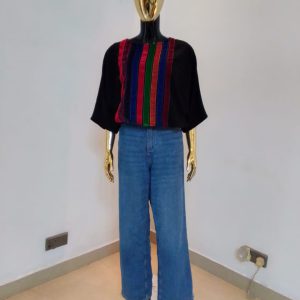 Black Multicolred Stripes Top